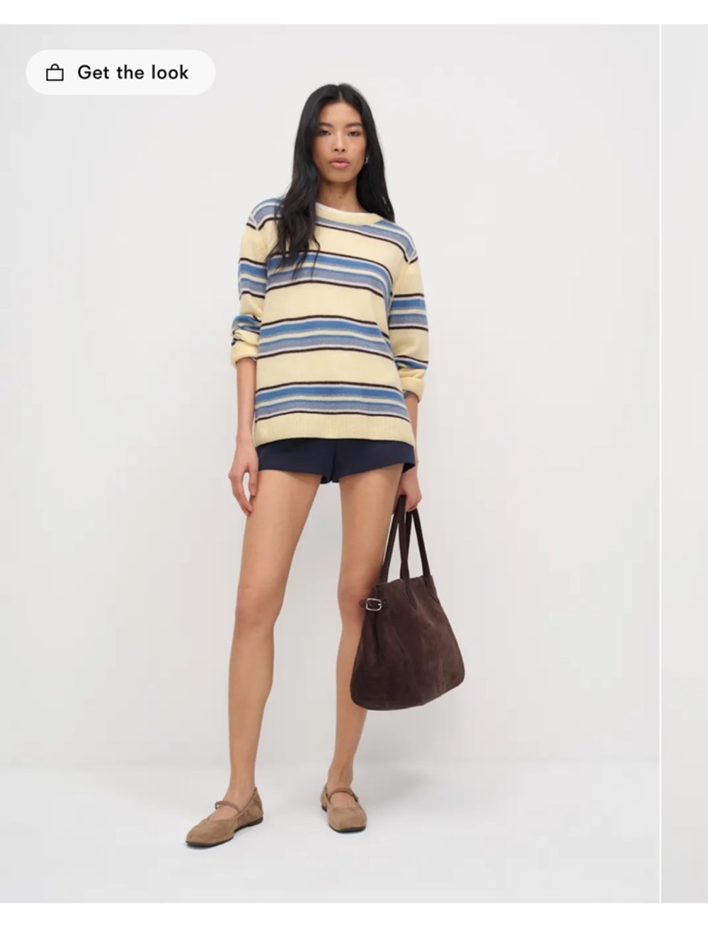 Reformation cashmere crewneck parmesan stripe